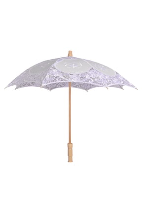 Lace Embroidered Sun Parasol Umbrella Bridal Wedding Dancing Party Photo Show,White