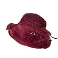 thumbnail image 1 of YAYUBA Lady's French Chapeau: Summer Sun Hat With Floral Embellishments Wide Brim Netted & Beach Suitable,Red, 1 of 3