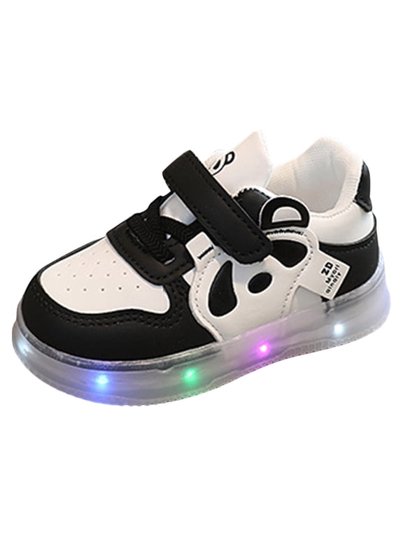 Light Up Toddler Boys Girls Shoes LED Flashing Lightweight Tennis Walking Sneakers for Toddler and Little Kid Black