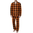 thumbnail image 1 of YAYUBA Matching Holiday Family Pajama Sets Mens Plaid Pajama Set, Soft Print Pajamas for Men, Lightweight Warm PJS with Pockets,Orange,XXXL, 1 of 4
