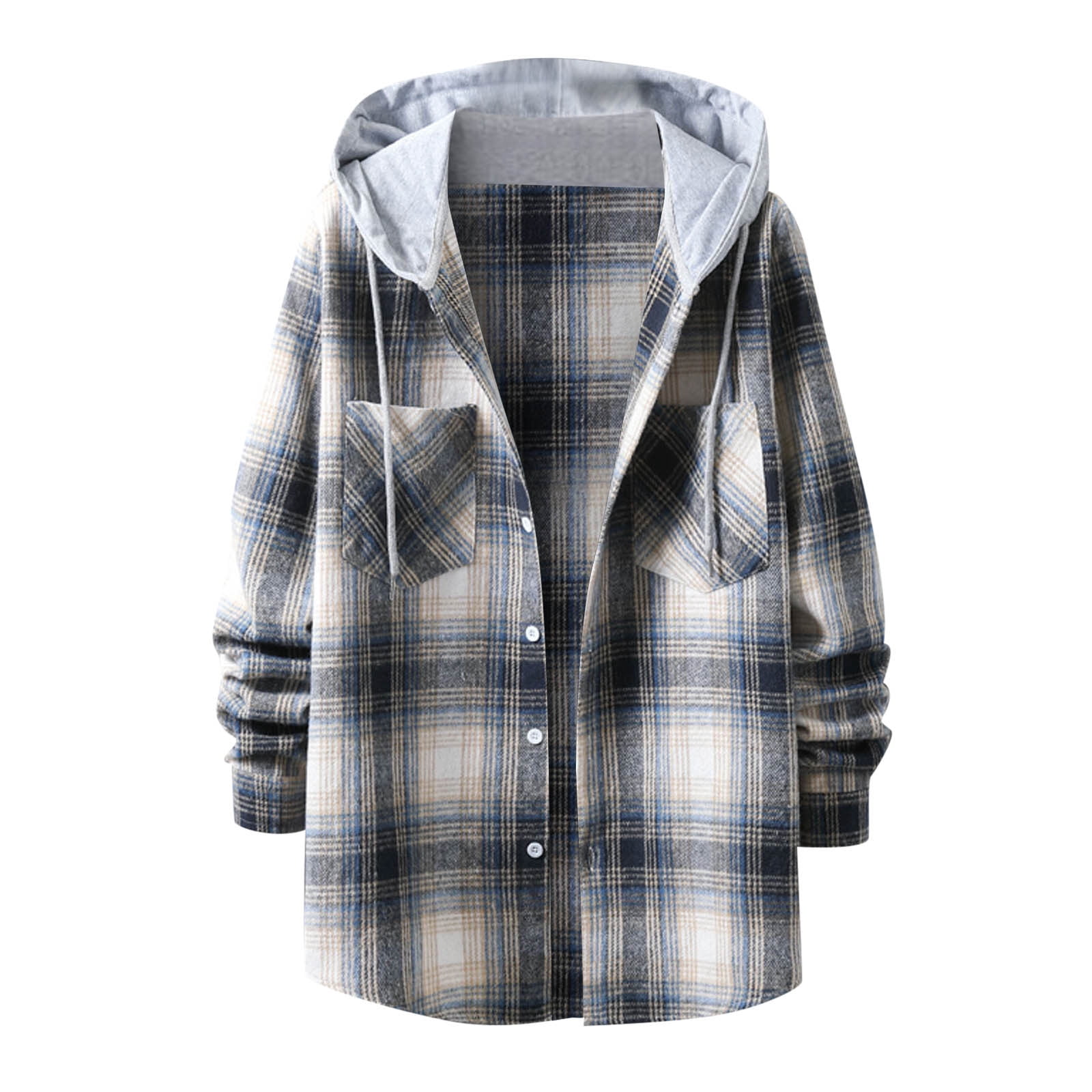 Plaid Button Down Collared Jacket