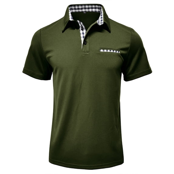 YAYUBA Men Polo Shirt Button Down V Neck Big and Tall Collared Shirt Stretch Relaxed Fit Loose Fit Streetwear