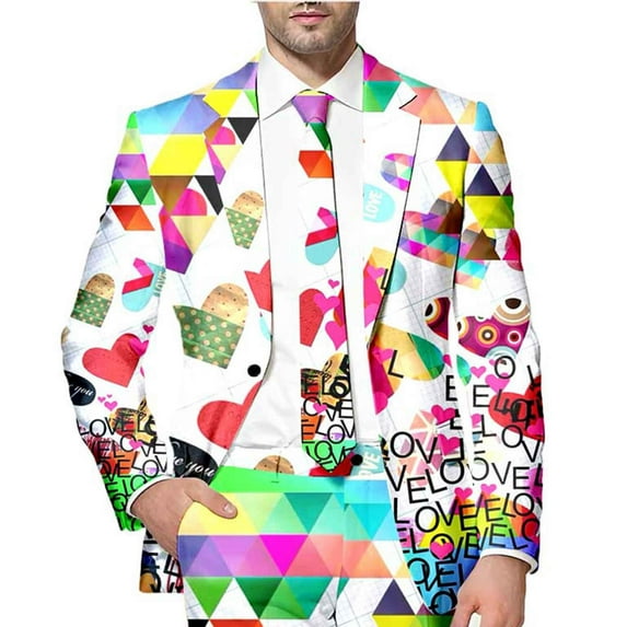 YAYUBA Men's Casual Lapel Blazer Valentines Day Suit Muticolor Button Business Jacket Regular Fit Sports Coats Jackets for Prom,Party,Dinner