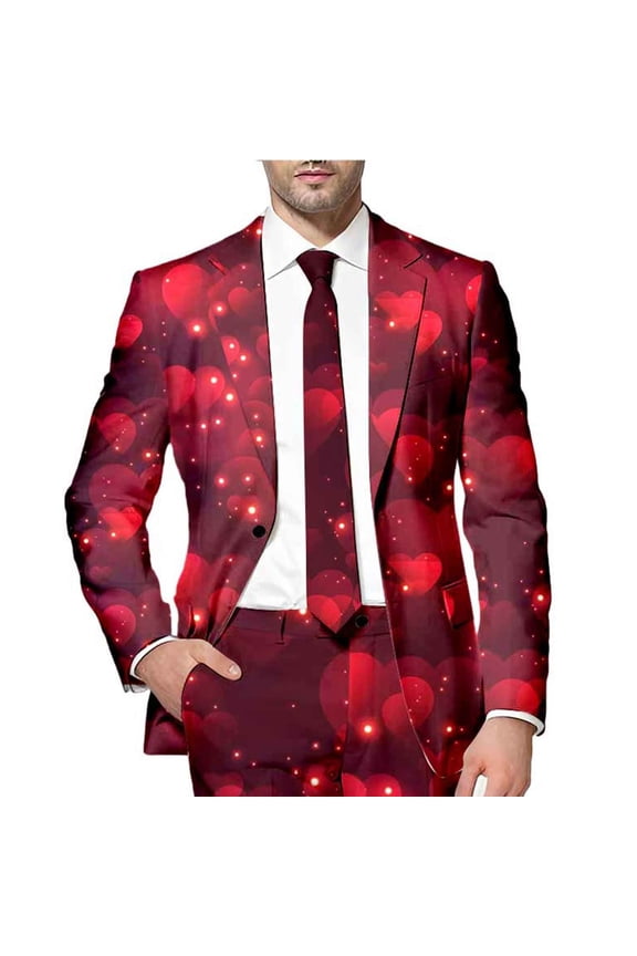 Men's Casual Lapel Blazer Valentines Day Suit Muticolor Button Business Jacket Regular Fit Sports Coats Jackets for Prom,Party,Dinner