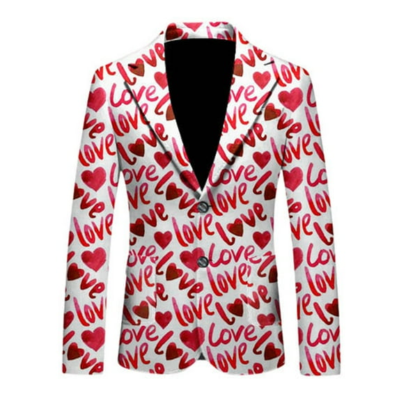 YAYUBA Men's Casual Lapel Blazer Valentines Day Suit Muticolor Button Business Jacket Regular Fit Sports Coats Jackets for Prom,Party,Dinner