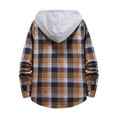 thumbnail image 1 of YAYUBA Men's Casual Plaid Flannel Jacket with Hoodie Long Sleeve Button Down Shirt, 1 of 8