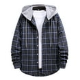 thumbnail image 1 of YAYUBA Men's Flannel Hoodie Shirts Plaid Casual Button Down Long Sleeve Lightweight Hooded Button Up Shirt with Pockets, 1 of 6