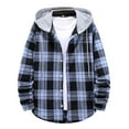 thumbnail image 1 of YAYUBA Men's Flannel Hoodie Shirts Plaid Casual Button Down Long Sleeve Lightweight Hooded Button Up Shirt with Pockets, 1 of 6