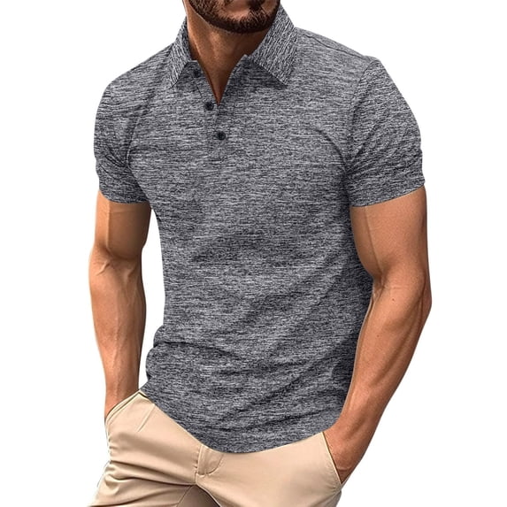 YAYUBA Men's Polo Shirts Short Sleeve Basic Tee Button Collar Crew Neck Big and Tall Ribbed Knitted Shirt Stretch Athletic Fit Relaxed Fit Basic Golf Shirt
