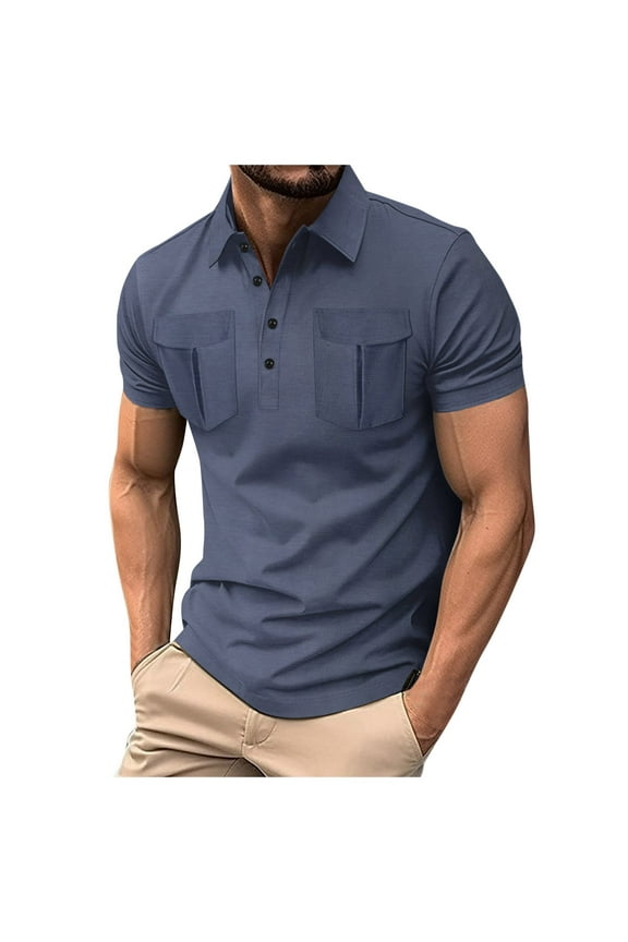 Men's Polo Shirts Short Sleeve Cotton Basic Tee Button Collar Crew Neck Big and Tall Summer Casual Tennis T Shirts Stretch Comfy Oversized Casual Polo Tops