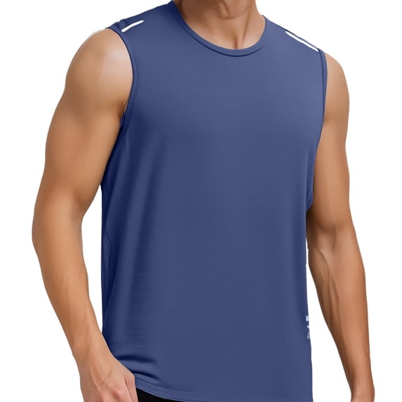 YAYUBA Men's Quick Dry Mesh Sleeveless Tank Top Breathable Muscle Shirt for Gym, Running & Summer, Blue, XXXXL/6点