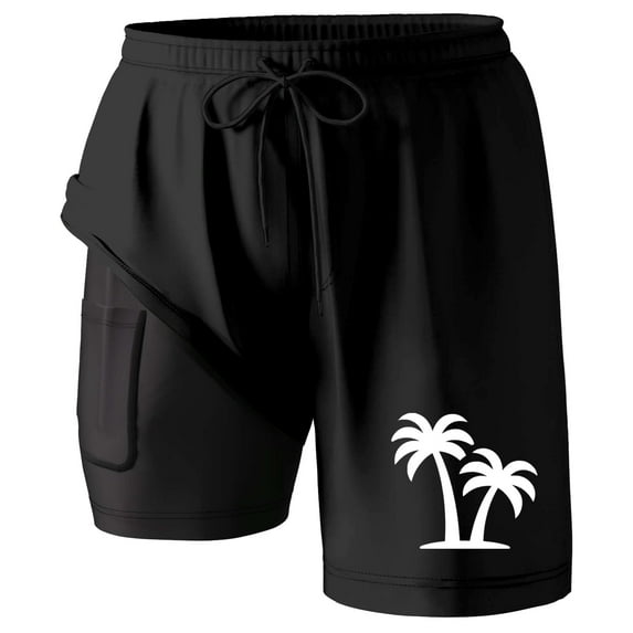 YAYUBA Men's Swim Trunks 7 Inch 2 In 1 Liner Compression Stretchy Quick Dry Breathable Elastic Waist Drawstring Rash Guard Shorts for Men Loose Stretch Lined Beach Cruise Water Park