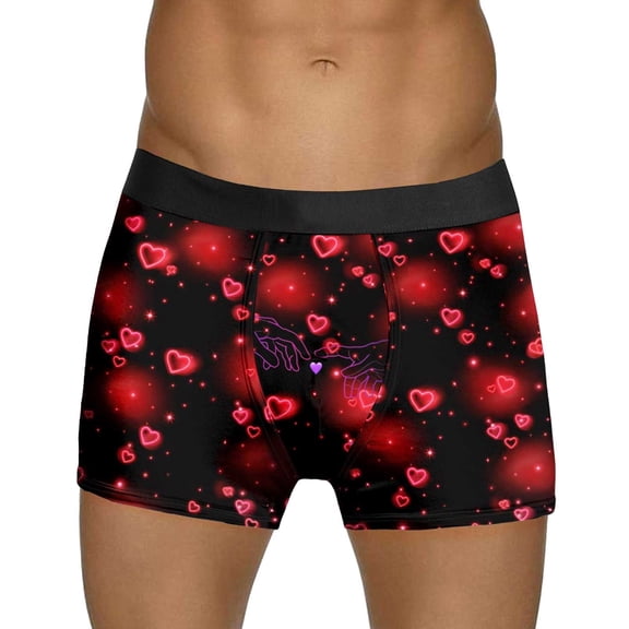 YAYUBA Men's Underwear Funny Design Boxer Shorts Mens Valentines Day Printed Underwear Style Red Bubble Special Love Rose Shorts Mid Waist