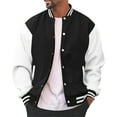 thumbnail image 1 of YAYUBA Men's Varsity Baseball Jacket Casual Letterman Bomber Jacket Windbreaker Lightweight Jacket,Black,XL, 1 of 6