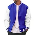 thumbnail image 1 of YAYUBA Men's Varsity Baseball Jacket Casual Letterman Bomber Jacket Windbreaker Lightweight Jacket,Blue,XXXL, 1 of 6