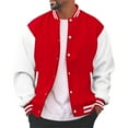 thumbnail image 1 of YAYUBA Men's Varsity Baseball Jacket Casual Letterman Bomber Jacket Windbreaker Lightweight Jacket,Red,S, 1 of 6