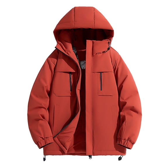 YAYUBA Men's Winter Cotton Parka Outdoor Hooded Thickened Windproof Cotton Jacket Fluffy Warm Casual Down Jacket
