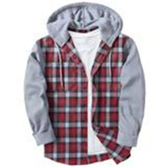 YAYUBA Mens Flannel Hoodie Shirt Casual Button Down Plaid Jacket Shirts Stylish Long Sleeve Shirts with Pocket