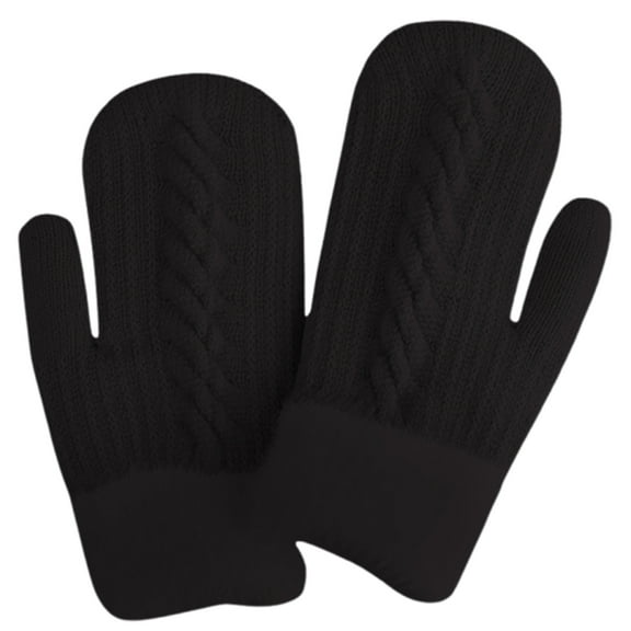YAYUBA Mens Gloves,Double Layer Winter Knitted Mittens for Warmth Soft Thermal Insulated Windproof in Cold Weather Conditions,Black