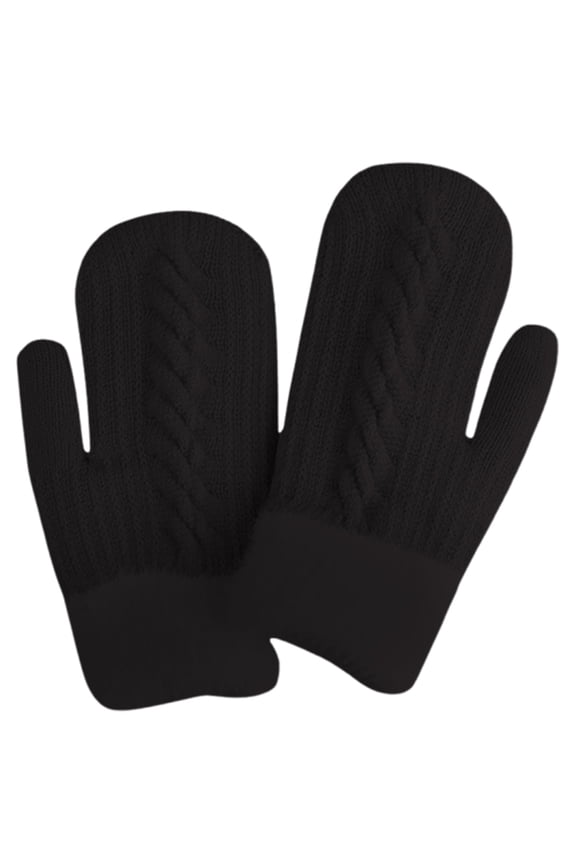 Mens Gloves,Double Layer Winter Knitted Mittens for Warmth Soft Thermal Insulated Windproof in Cold Weather Conditions,Black