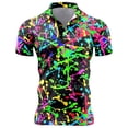 thumbnail image 1 of YAYUBA Mens Golf Polo Green Button Up V Neck Big and Tall Contrast Collar Polo T Shirts Stretch Relaxed Fit Oversized Golf Vacation Shirt, 1 of 2
