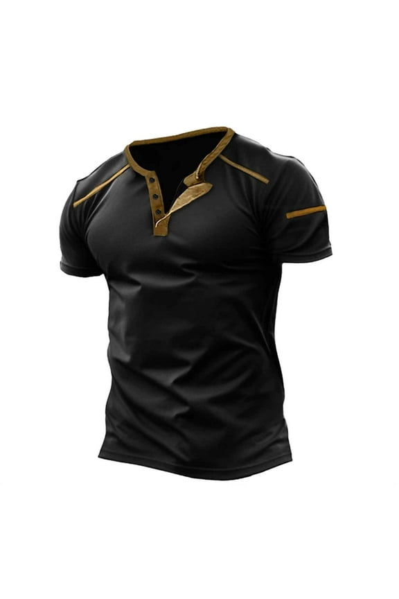 Mens Golf Polo Shirts Short Sleeve Button Up V Neck Big and Tall Classic Contrast Collar Shirt Stretch Regular Fit Lightweight Basic Golf T Shirt