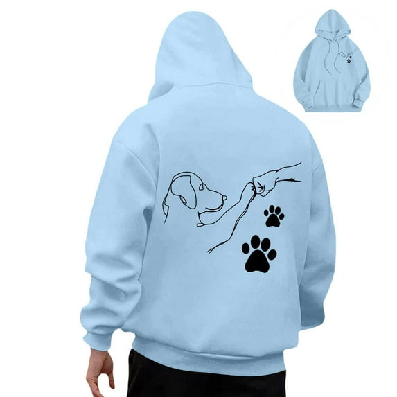YAYUBA Mens Hoodie Sky Blue,Oversized Human Friend Cute Cartoon Dog Pattern Hooded Sweatshirt Long Sleeve Couples Hoodie Pullover With Pocket Fall Fall Sweater