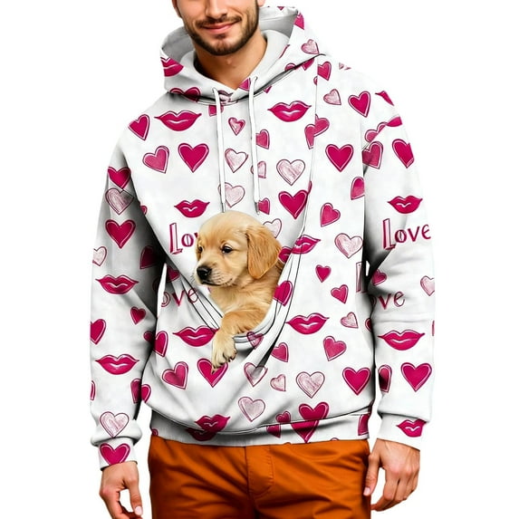 YAYUBA Mens Hoodies Cat Dog Carrier Hoodies – Puppy Kitten Carrying Sweatshirt Large Pet Pocket Pullover Top – Unisex Kangaroo Hoodies Valentine's Day gift