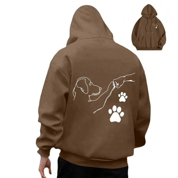 YAYUBA Mens Hoodies Pullover Coffee,Oversized Human Friend Cute Cartoon Dog Pattern Hooded Sweatshirt Long Sleeve Couples Hoodie Pullover With Pocket Fall Mens Fall Shirts