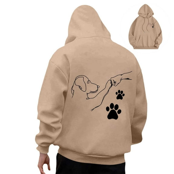 YAYUBA Mens Hoodies Pullover Khaki,Oversized Human Friend Cute Cartoon Dog Pattern Hooded Sweatshirt Long Sleeve Couples Hoodie Pullover With Pocket Fall Mens Fall Shirts
