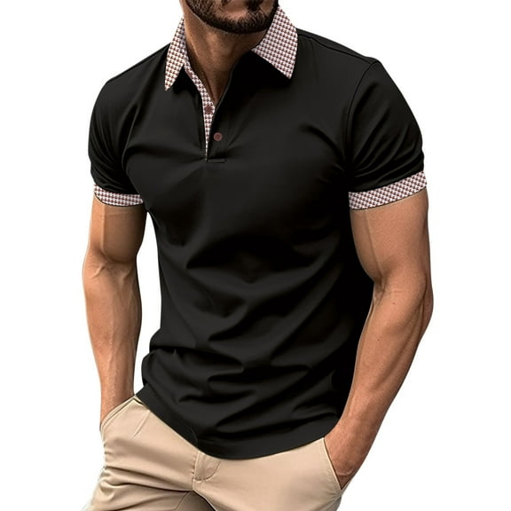 YAYUBA Mens Polo Shirts Short Sleeve with Pocket Button Up Crew Neck Big and Tall Golf Shirts Collared T-Shirts Quick Dry Athletic Fit Slim Fit Basic Golf T Shirt