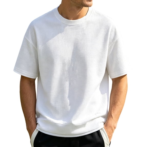 YAYUBA Mens Short Sleeve T-Shirts Casual Graphic Gradient Printed Tee Crewneck Summer Beach Hawaiian Vintage Shirts White M/1个点