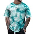 thumbnail image 1 of YAYUBA Mens Short Sleeve T-Shirts Graphic Crew Neck Casual Shirt Summer Beach Palm Tree Printed Vintage Hawaiian Tees Light Blue L, 1 of 3