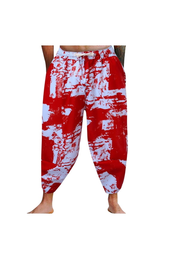 Mens Small Swim Trunks 7 Inch, Men's Fashion Summer Beach Board Shorts Loose Fit Casual Thai Capri Radish Pants for Comfortable Outdoor Activities, Red, XXL