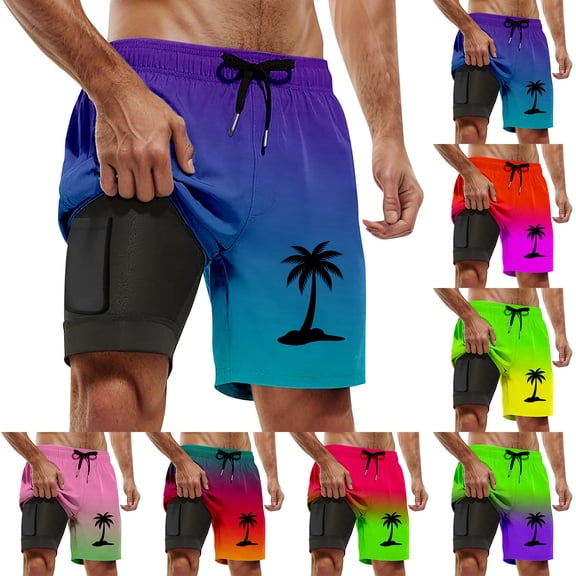 YAYUBA Mens Small Swim Trunks Short 2 In 1 with Compression Liner Quick Dry Breathable Drawstring Swimsuit Men Lightweight Stretch Lined Summer Beach Swimwear