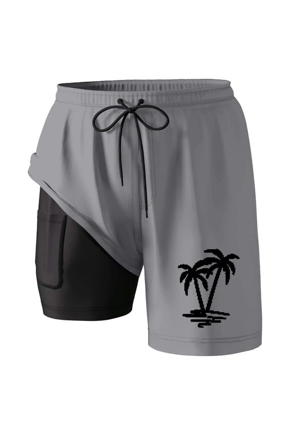 Mens Swim Trunks Quick Dry Elastic Waist Swimwear Compression Liner Comfy Summer Beach Men Swim Brief,XXXL,Grey-D