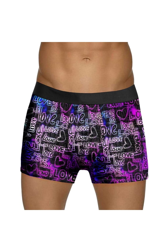 Mens Underwear Heart Print Boxer Shorts Mens Valentines Day Printed Underwear Style Red Bubble Special Love Rose Shorts Mid Waist