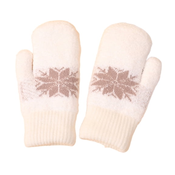 YAYUBA Mens Winter Gloves,Winter Jacquard Thermal Knitted Mittens for Cold Weather Outdoor Cycling Windproof Touchscreen Compatible Warm,White