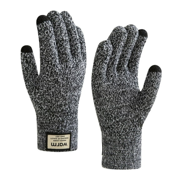 YAYUBA Mens Winter Gloves,Wool Blend Thermal Gloves for Men and Women Extreme Cold Weather Windproof Lined Touchscreen Knitted Mittens,White