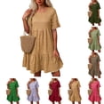 thumbnail image 1 of YAYUBA Midi Dresses for Women Dresses Polka Dot Flounce Hem Smock Dress Summer Beach Travel Dresses, 1 of 7