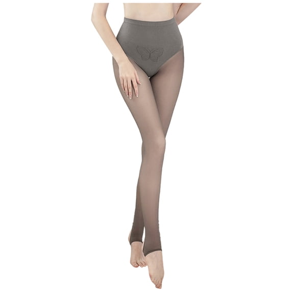 YAYUBA One-Seam Lined Tights for Women Sheer Thermal Leggings with Tummy Control & Lifting Design