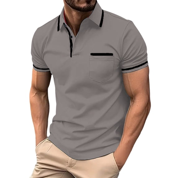 YAYUBA Polo Shirt Men Button Up V Neck Big and Tall Business Casual Wear Quick Dry Comfy Active Fit Golf Fashion Shirts
