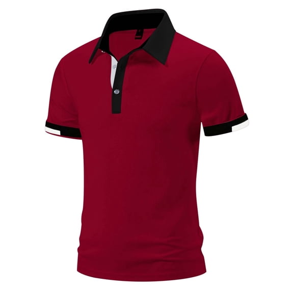 YAYUBA Polo Shirt for Men Button Down V Neck Big and Tall Breathable Short Sleeve Stretch Relaxed Fit Classic Fit Casual Golf Shirts