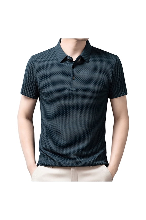 Polo Shirts for Men Button Down Crew Neck Big and Tall Classic Contrast Collar Shirt Stretch Comfy Comfy Basic Golf T Shirt