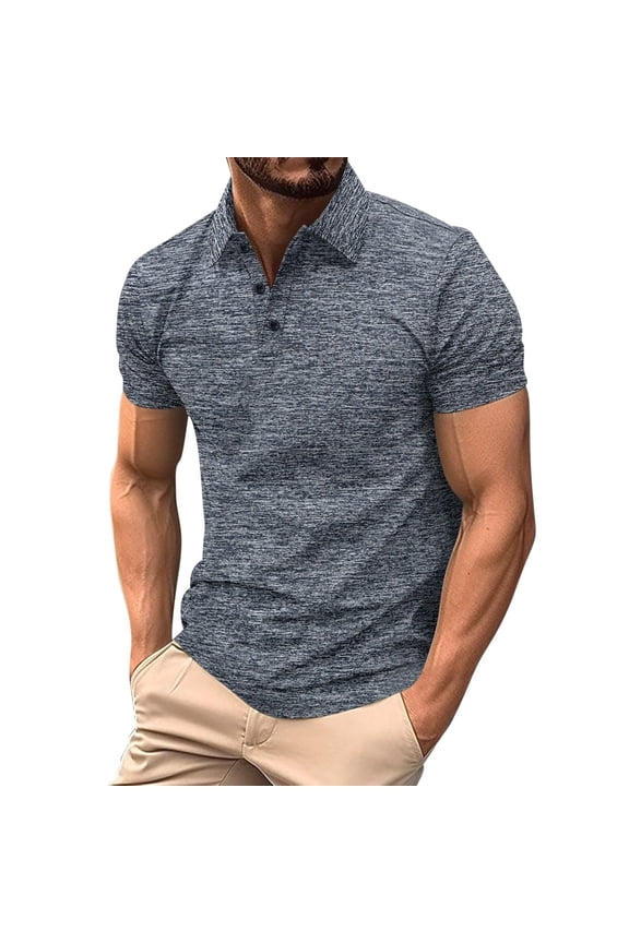 Polo T Shirts for Men Slim Fit Basic Tee Button Collar Crew Neck Big and Tall Athletic Collared T-Shirts Quick Dry Lightweight Relaxed Fit Golf Tee Shirt