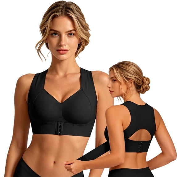 YAYUBA Posture Correcting Bra Front Closure Cross-Back Wireless Posture Bra for Women, Seamless Breathable