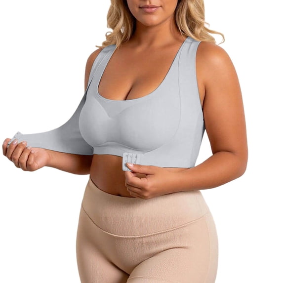 YAYUBA Posture Correcting Bra Front Closure Cross-Back Wireless Posture Bra for Women, Seamless Breathable