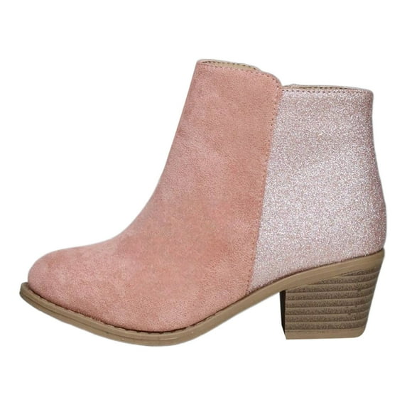 YAYUBA Red Ankle Boots for Girl Suede Boots Low Mid Block Heel Boots Side Zipper Booties Shoes for 3