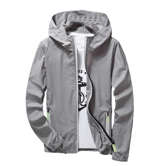 YAYUBA Reflective Coat Hooded Windbreaker Fashion Runing Pocket Jacket,Grey,XXXXXL