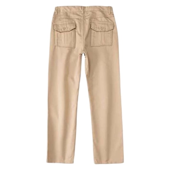 YAYUBA School Pants for Girls Elastic Waistband Straight Twill Pants Flat Front Classic Fit Stretch Chino Pants Preppy Back To School Kids Clothes Girls, Khaki